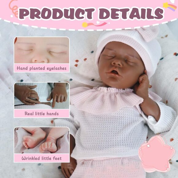18.1in Full Silicone dark Brown Reborn Baby Dolls BOY Lifelike Newborn Dolls - Picture 2 of 6